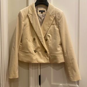 J. Crew ivory or Cream velvet cropped jacket